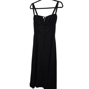 Marthea Black Witchy Whimsigoth Bustier Lace up Back Sleeveless Maxi Dress Adjus